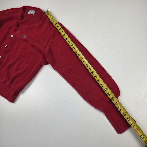 Vintage Izod Lacoste Cardigan Sweater Mens Large Red Orlon Acrylic Croc 80s - Picture 11 of 15